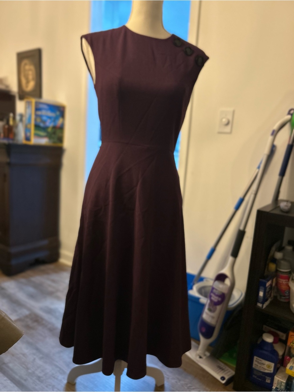 Vintage Sleeveless Purple A-Line Midi Dress